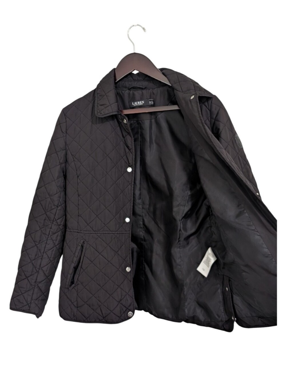 Lauren Ralph Lauren Black Diamond Quilted Snap Jacket Size S Petite - Picture 5 of 11